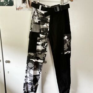 Almost Famous Gray and Black Cargo Pants